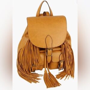 Vegan leather fringe backpack new with tags